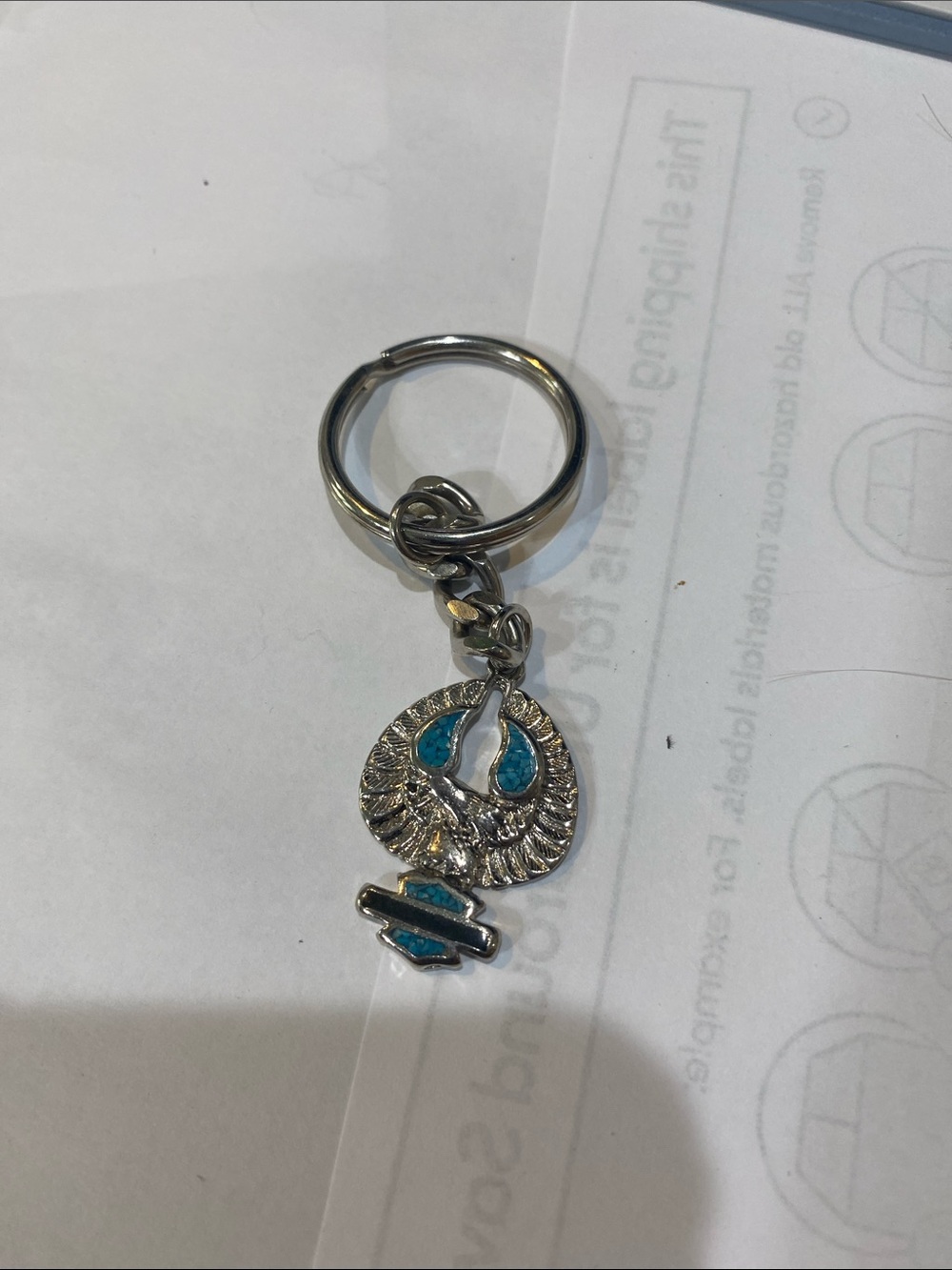 Silver-Tone Turquoise Accent Keychain Charm